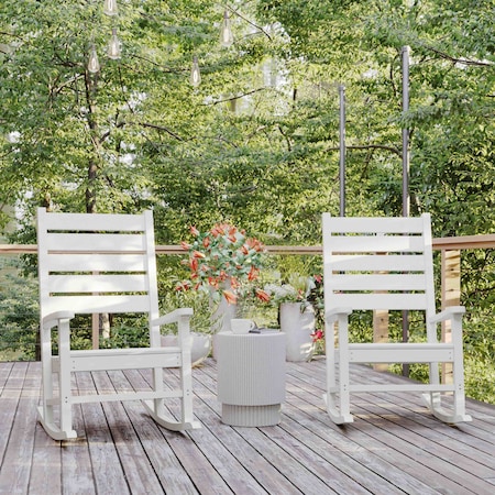 Flash Furniture White All-Weather Outdoor Rocking Chair, 2PK 2-LE-HMP-2002-110-WT-GG